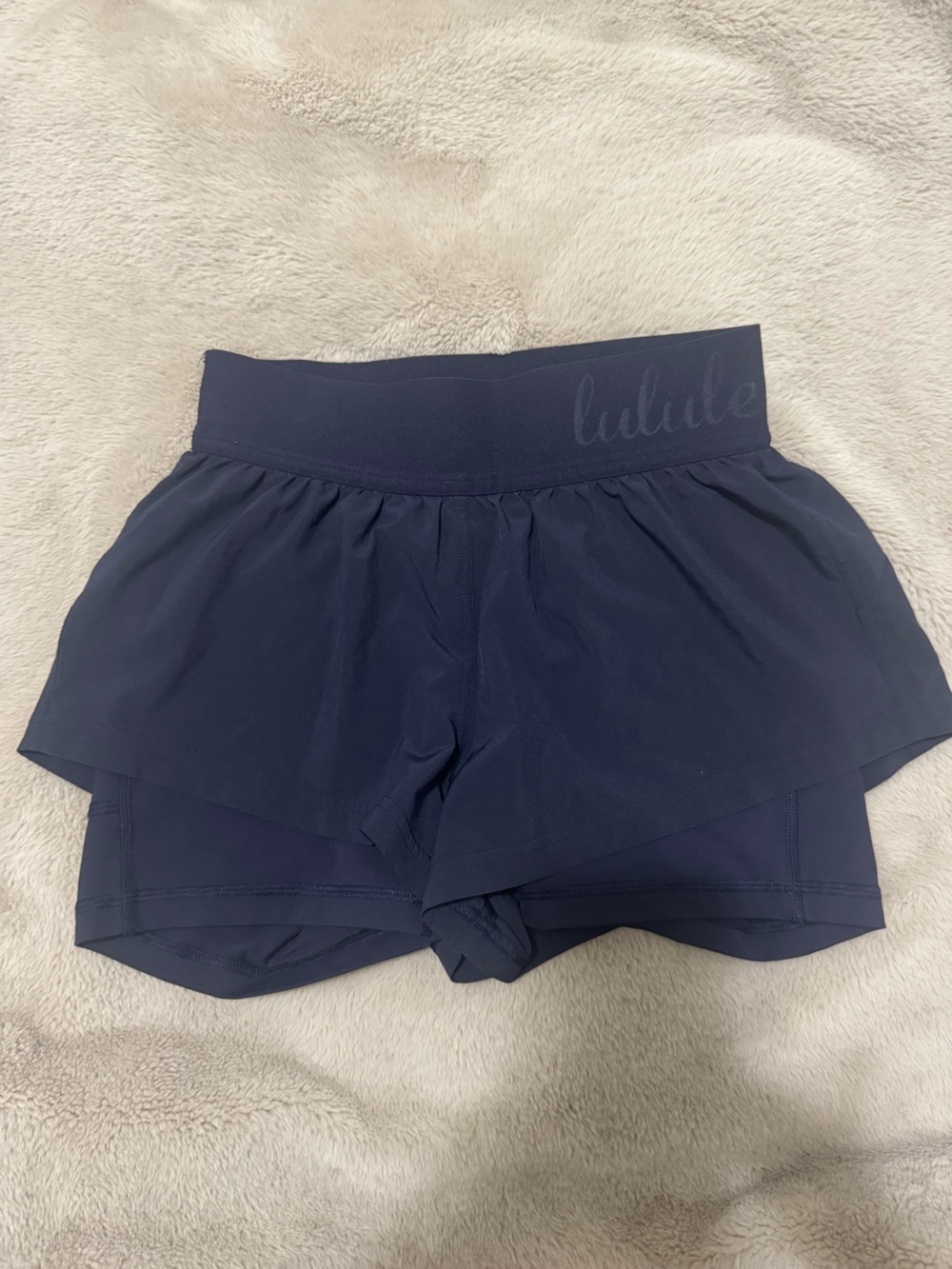 lululemon athletica Navy Skorted Shorts with Built-In Liner